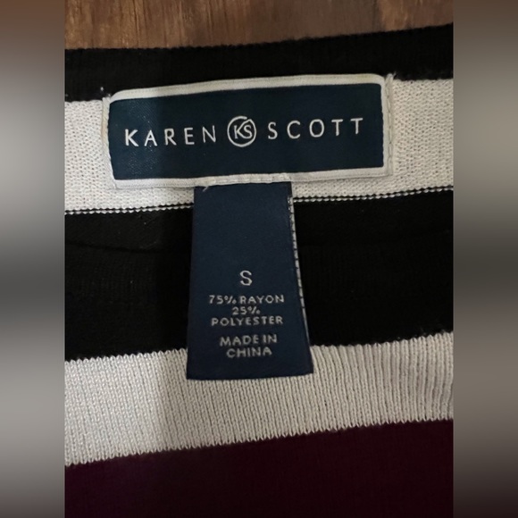 Karen Scott Striped Sweater with Gold Button Accents Size Small - Picture 3 of 4